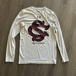 University of South Carolina Gamecocks White Long Sleeve Dri-fit Shirt UA Small